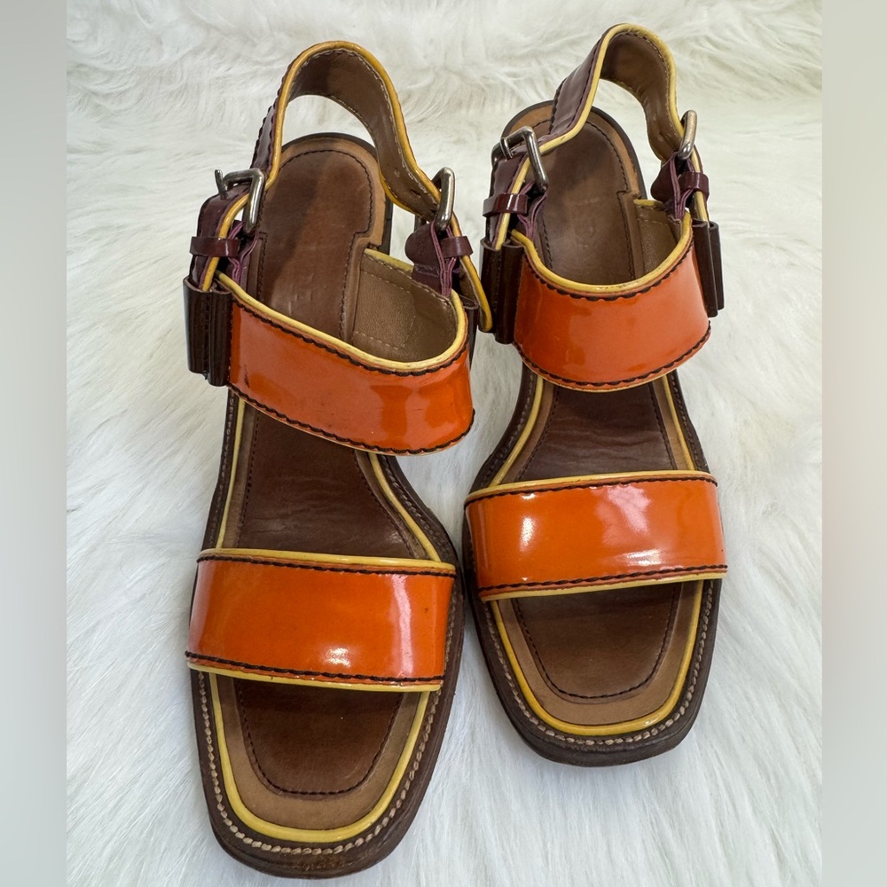 PRADA Stylish Orange and Brown Sandals